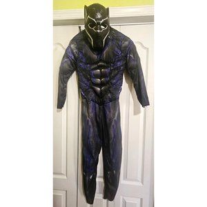 Marvel Avengers Black Panther Muscle Chest Jumpsuit Costume Mask Halloween Boy L